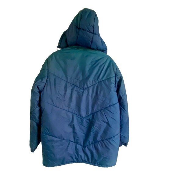 Montgomery Ward Blue Parka Jacket with Removable Hood Vintage Large - Picture 6 of 16
